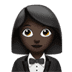 🤵🏿‍♀️ woman in tuxedo: dark skin tone display on Apple